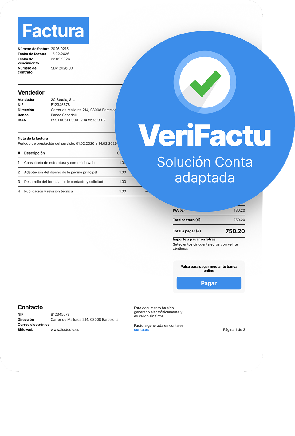 VeriFactu ya funciona en Conta, no "próximamente"