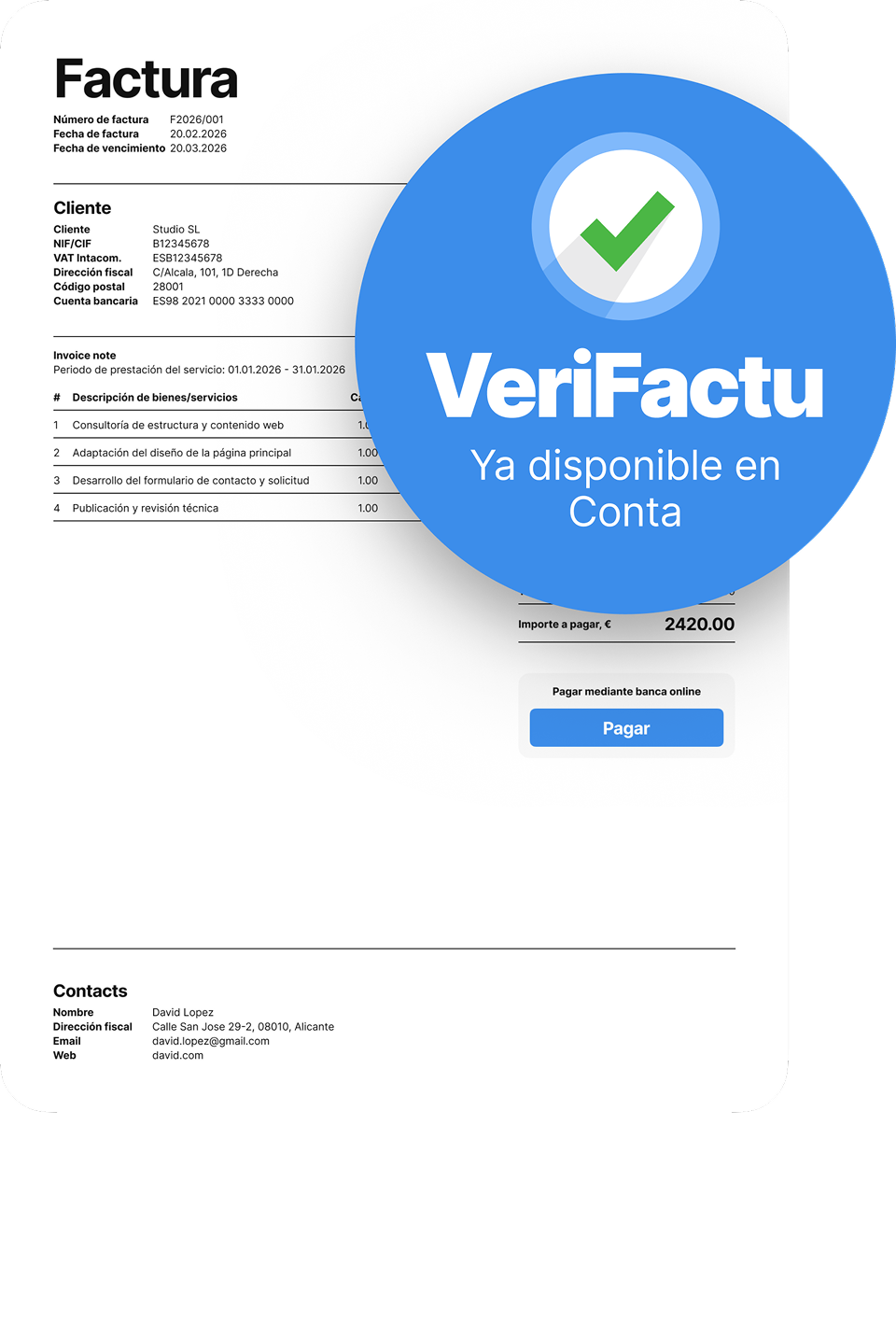 VeriFactu ya funciona en Conta, no "próximamente"